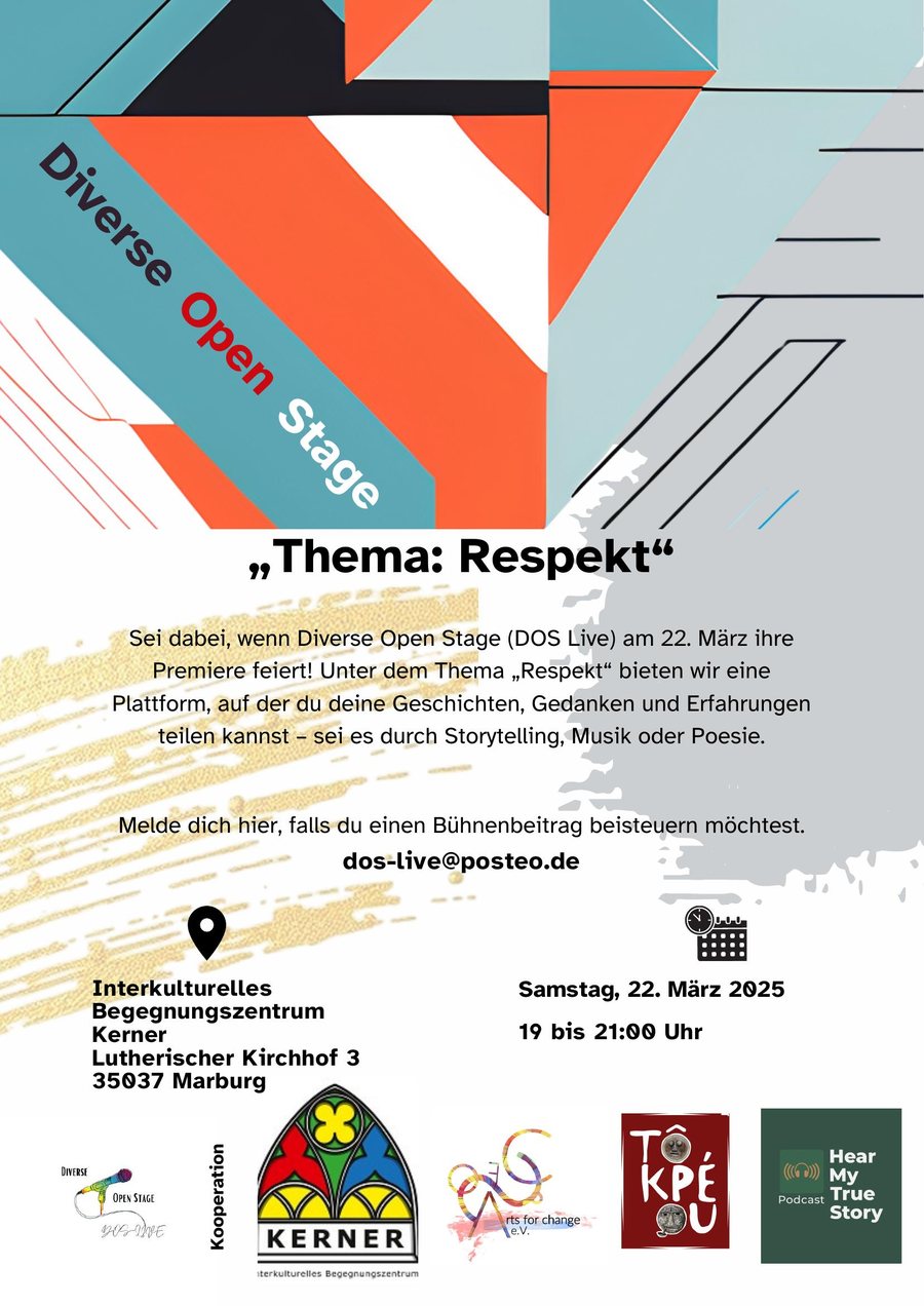 Plakat der ersten Diverse Open Stage zum Thema Respekt, März 2025 in Marburg